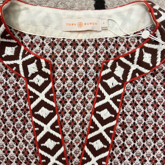 Tory Burch Other - NEW with tags Tory Burch Size 4 Tunic Top Coverup Brown Ivory Orange